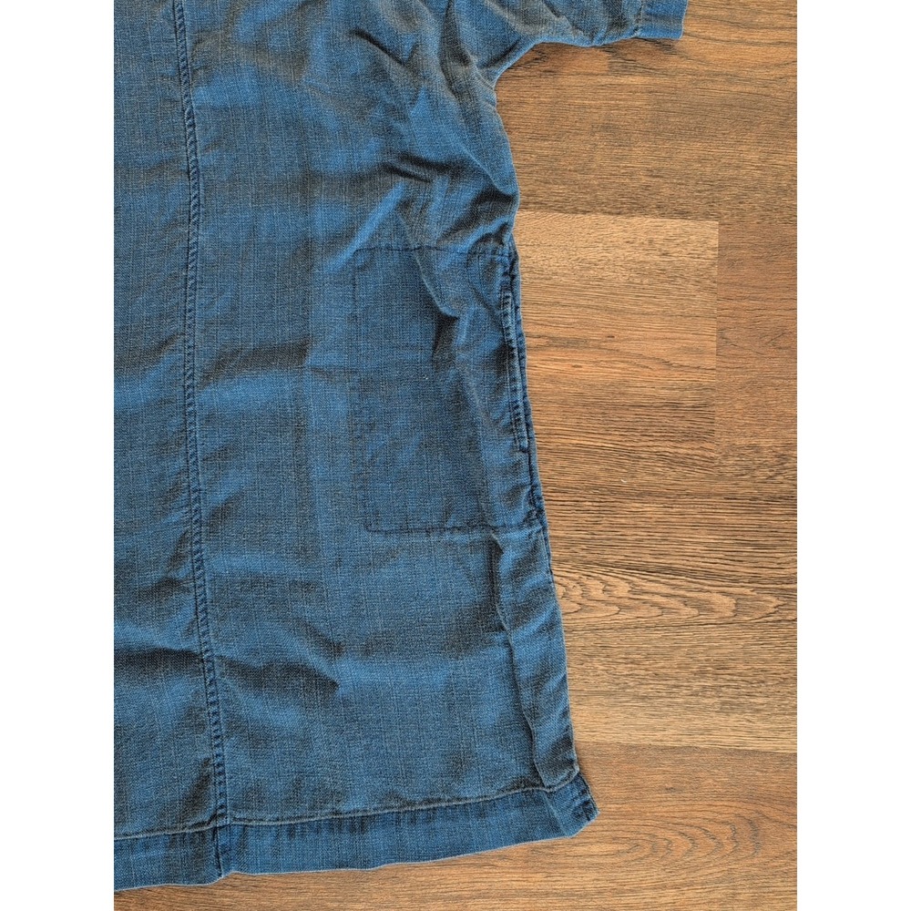 Pure Jill Indigo Blue Linen Blend Shift Dress Short Sleeve Button Shoulder M - Picture 5 of 16